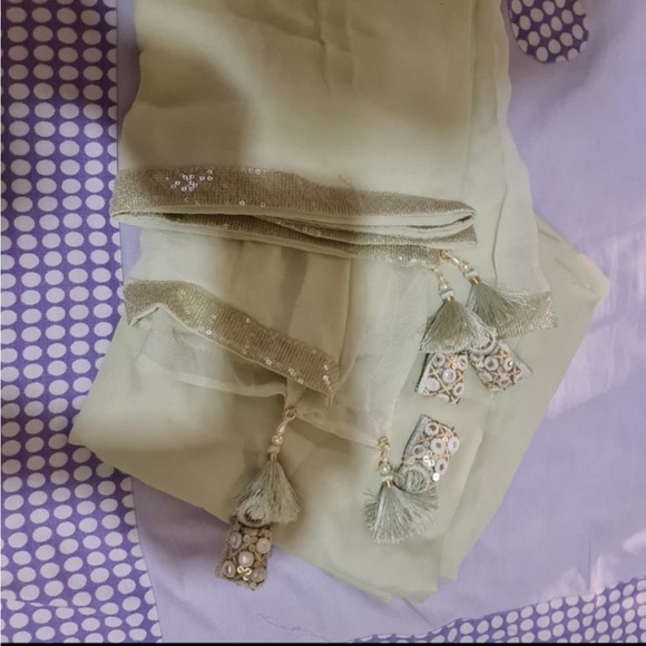 Green Chikankari Dress. Indian Dress with palazzo pants - Picture 10 of 13